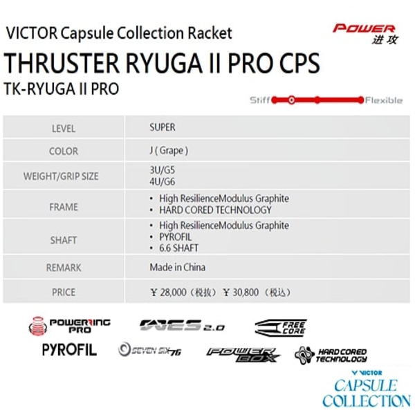ビクター バドミントンラケット スラスターリューガⅡプロCPS(TK-RYUGAⅡPCP)2506