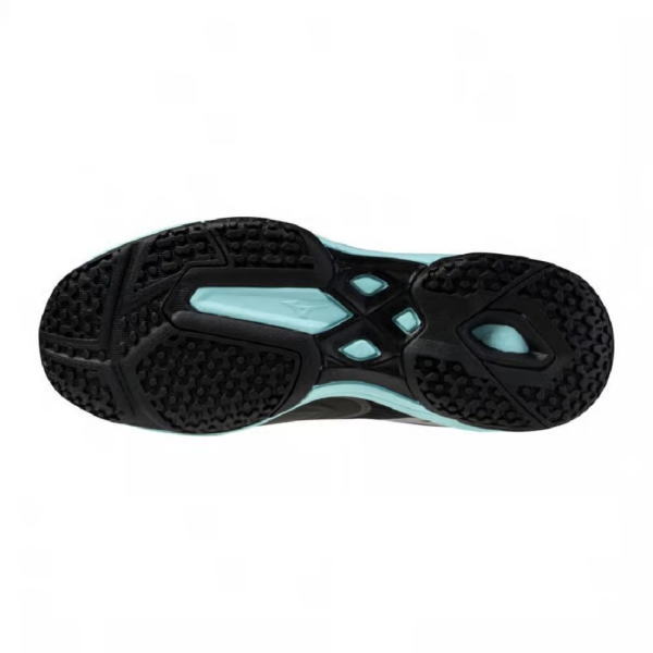 ミズノテニスシューズ ウエーブエクシードコート スーパーワイドOC(61GB2251909)ブラック×ターコイズ2509