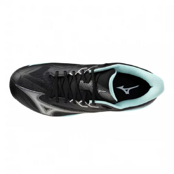 ミズノテニスシューズ ウエーブエクシードコート スーパーワイドOC(61GB2251909)ブラック×ターコイズ2509