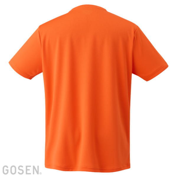 Back view of a bright orange short-sleeve T-shirt on a white background; faint GOSEN logo in the lower-left corner.