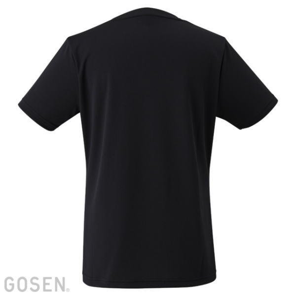 Back view of a plain black short-sleeve T-shirt.