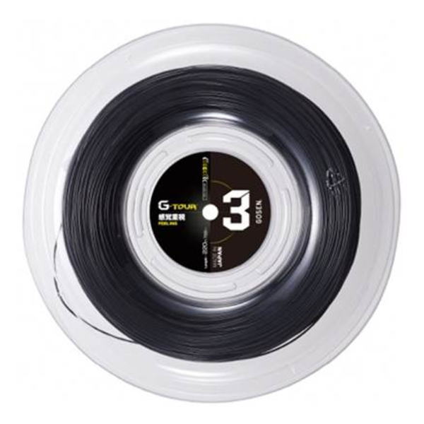 Coiled black cable or tape wound around a white circular reel viewed from above, with a central label.