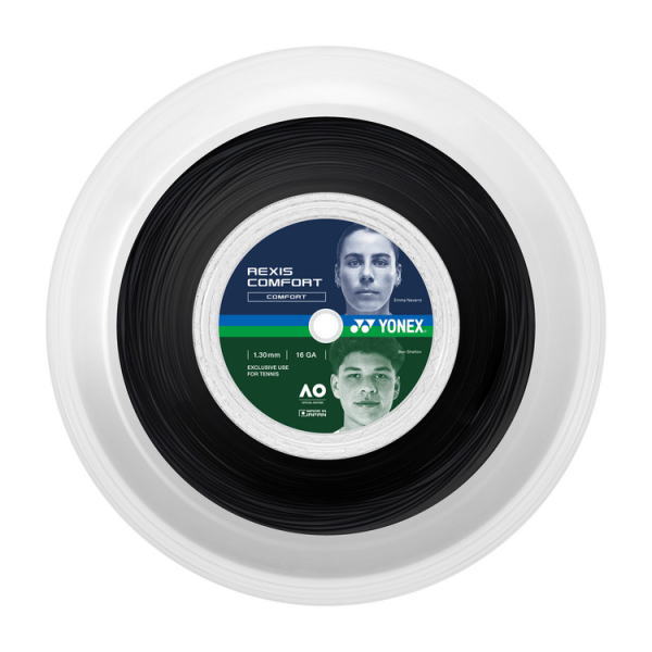 Top-down view of a black vinyl record with a blue-green center label featuring Yonex branding and two portrait images.