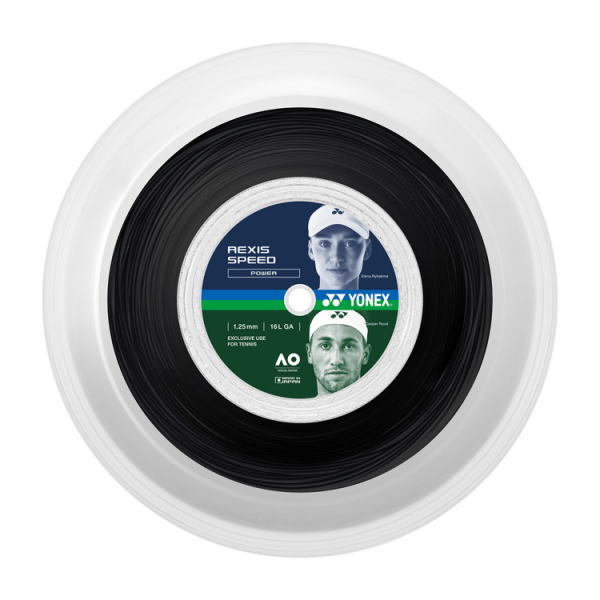 Round disc resembling a vinyl record with a Yonex Rexis Speed label at the center, featuring a white outer edge and black inner ring.