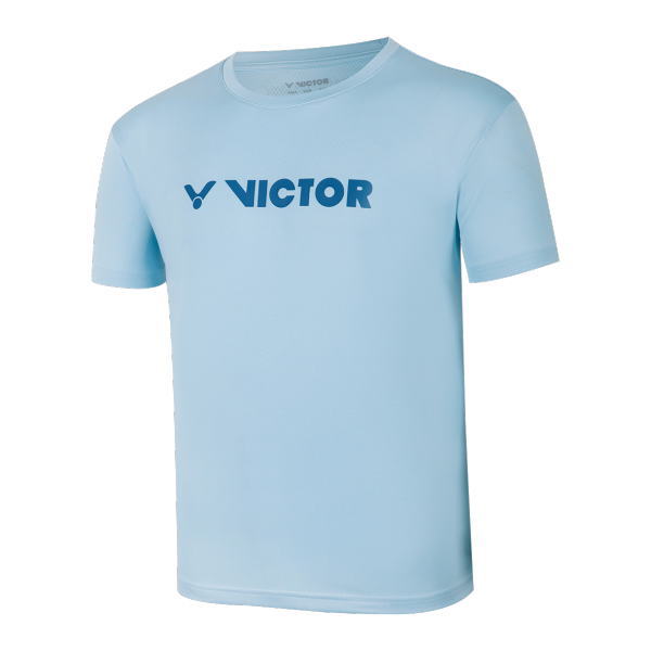 Light blue VICTOR athletic T-shirt with chest logo