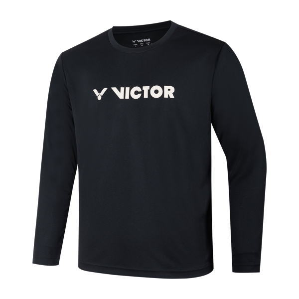 Black long-sleeve Victor sports top with a white logo across the chest.