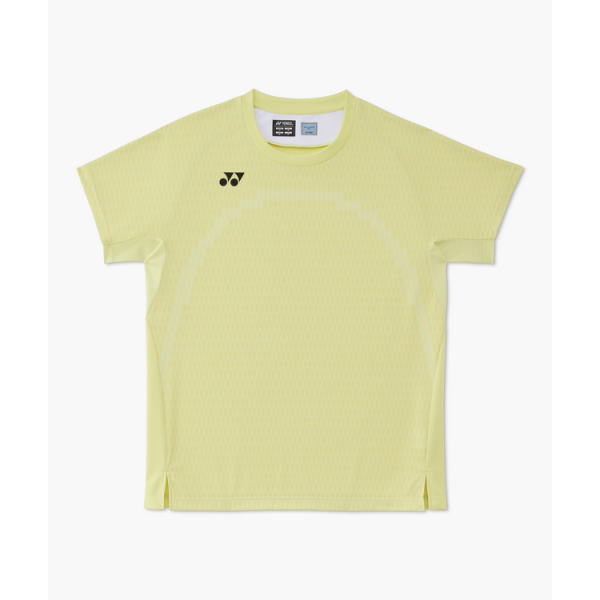 Light yellow short-sleeve athletic T-shirt with a small black logo on the left chest area.