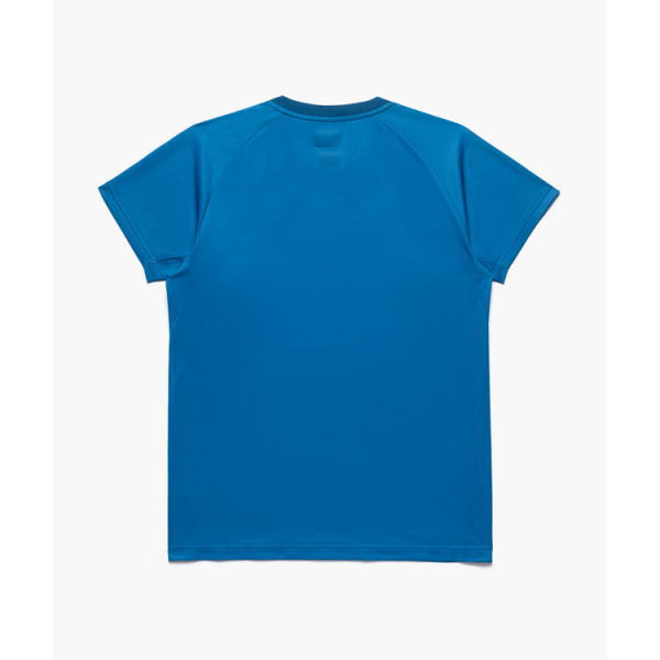 Blue short-sleeve T-shirt shown from the back on a white background.